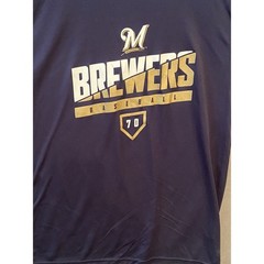 Milwaukee Brewers Shirt Mens Medium Navy Blue Augusta Sportswear Performance Tee