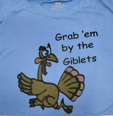Turkey Grab’em By The Giblets Shirt Thanksgiving 3XL Funny Saying Blue Mens