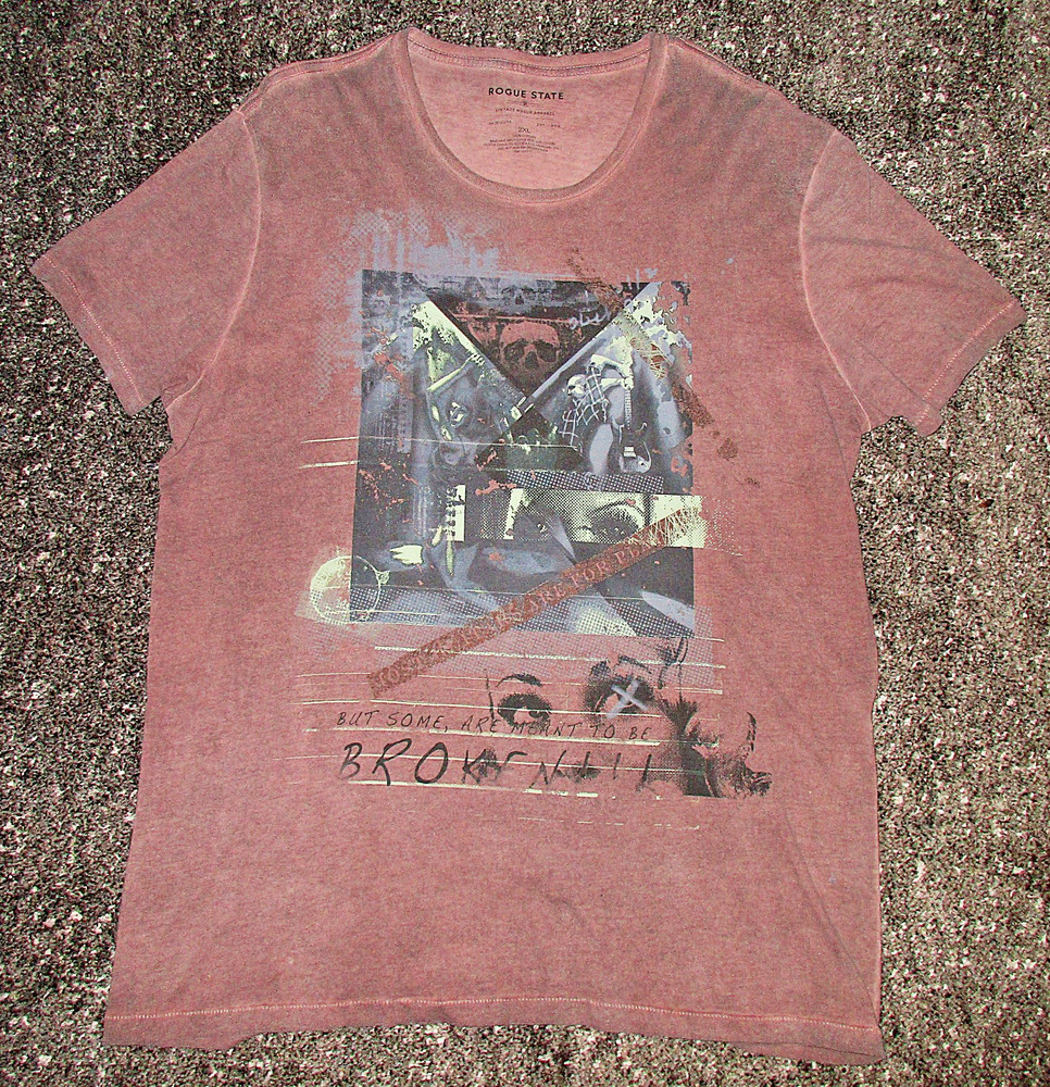 Gently Worn Men’s ROGUE STATE Brown Rock Style T-Shirt! Size XXL