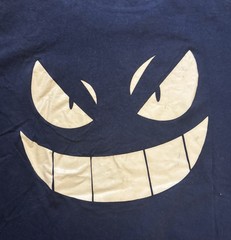 Pokemon Gengar Dark Blue T-Shirt (Unisex Size Large) Back Logo Glow In The Dark