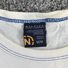 Vintage Nautica Shirt Mens Medium White Circle N Large Logo Cotton Crew Neck