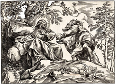 Temptation of Christ T Shirt Vintage Biblical Engraving Religious Art Tee