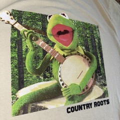Muppets Kermit the Frog banjo country roots Beige graphic tee Shirt large Funny