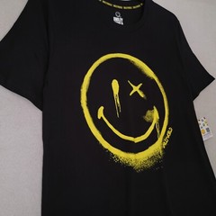 Smiley World Shirt Mens 2XL XXL BLACK GRAFFITI Street Art Skater Casual NWT
