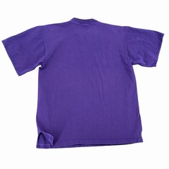 Vtg Purple Cotton T Shirt Lined Sleeves Neck Crew Mens Sz XL Made USA