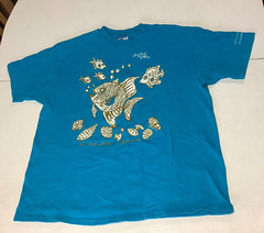 Vintage Hanes Bahamas Coral Island T-Shirt Glitter Fish Seashells Size XL Blue