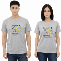 Cyberwear Spiritual T-Shirt Soft Gray “His Grace Is Enough” 2 Corinthians 12:9