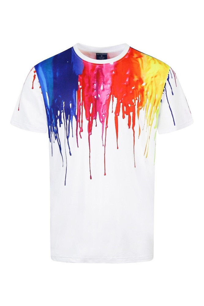 Victorious Men’s Casual Abstract Paint Drip Graphic T-Shirt TS7477