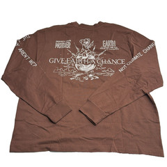 CHNGE Men’s Support Earth Casual Crew Neck Cuff Long Sleeve T-Shirt, Brown, XL