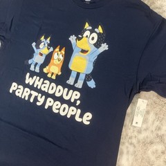 Bluey Whaddup Party People Graphic Shirt Mens Large Bingo Dad Mom Disney 306