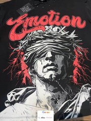 MEN WOMEN BEIGE EMOTION HIP HOP T SHIRT HIGH STREET HERO GRAPHIC PRINT TOPS TEE