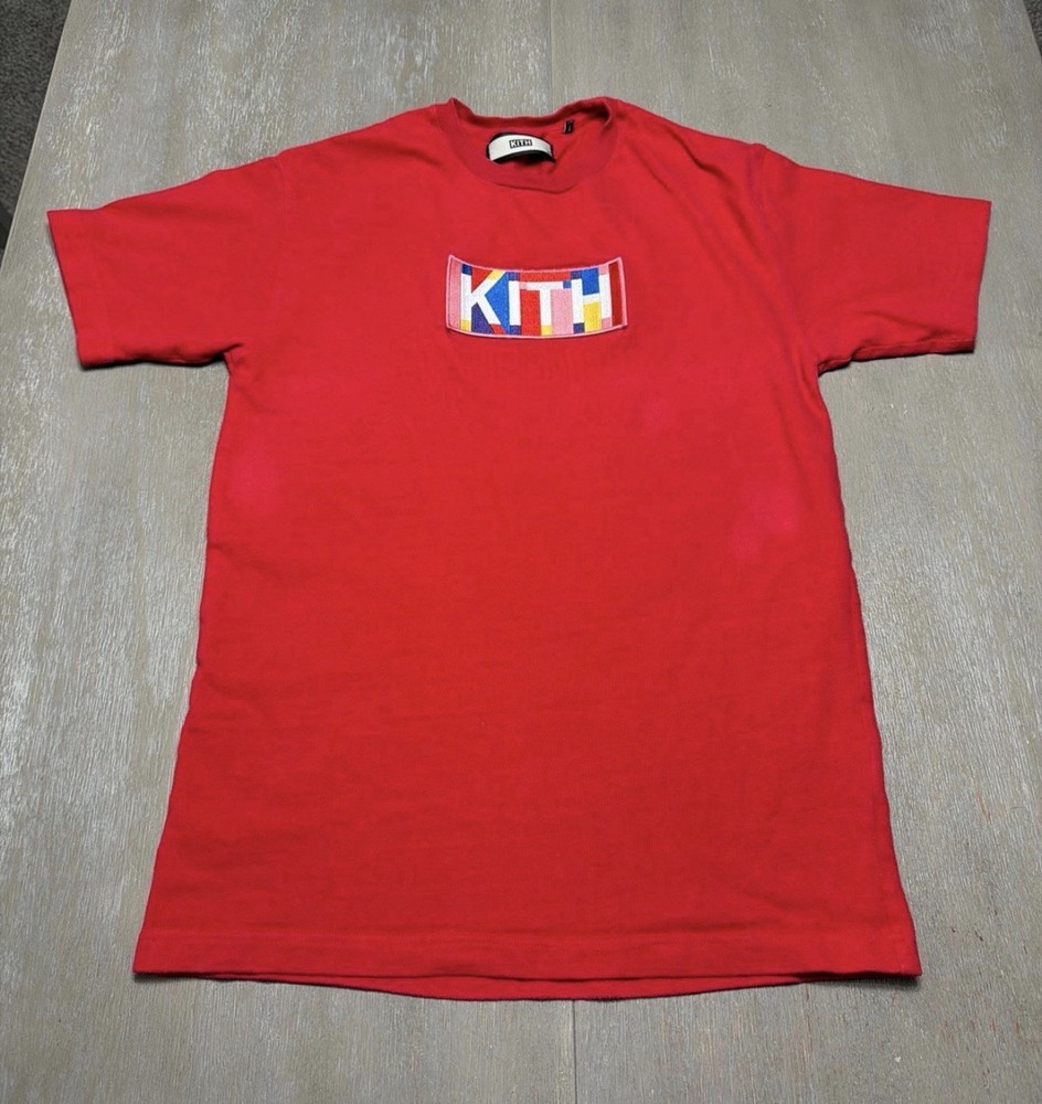 Kith Maritime Nautical Flag Box Logo T-Shirt XS Red Embroidered Logo Streetwear