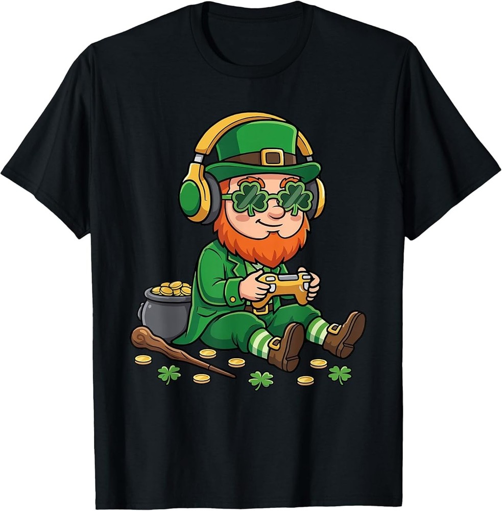 Video Games St. Patrick Gamer Funny St. Patricks Day T-Shirt XS-XL