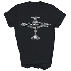 Full Phonetic Alphabet Plane Lover Pilot Unisex Shirt Gift T-Shirt (Black;S)