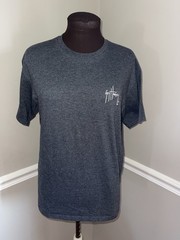 GUY HARVEY AFTCO Shirt Classic Fit Medium Dark Grey Blue Marlin Graphic Fishing