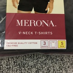 Merona 3 Pack Men’s Black V-Neck T-Shirt Small 34-36 S Cotton NEW 2012