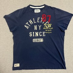 Aeropostale Athletic NY Since 87 Graphic T-Shirt Distressed Navy Blue Mens XXL
