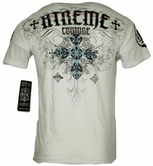Xtreme Couture Affliction Men’s T-Shirt CLASSIC CREST White Tattoo Biker S-5XL