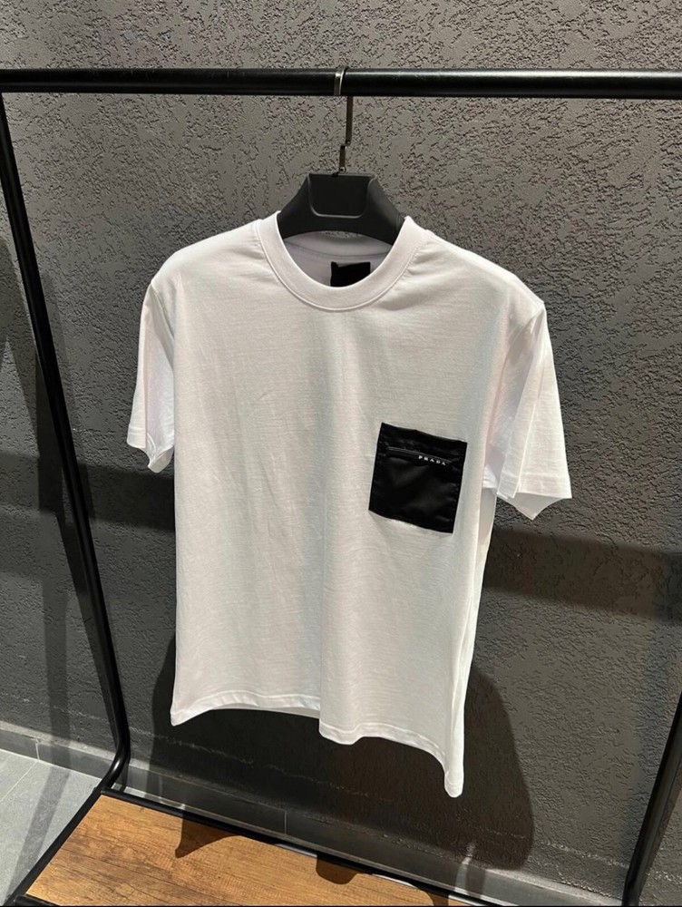 Prada Nylon Pocket Logo Tshirt White NWT