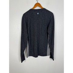 Kuhl Mens Henley Shirt Large Long Sleeve Charcoal Grey Two Tone Outdoor Hiking