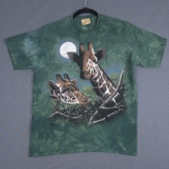 Vintage The Mountain Giraffe Shirt Size XL Green Tie Dye Anthony Casey 1999 USA