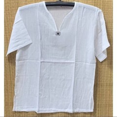 Northern Thai Short Sleeve Shirt T-Shirt Unisex V-collar Summer Unisex Cotton