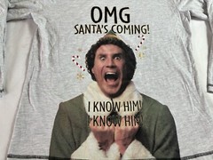 Elf – OMG Santa Is Coming – Christmas T-Shirt ( Medium ) Classic Holiday