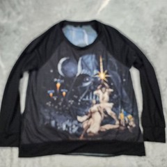 Star Wars Shirt Mens Large Black Hildebrandt Art Long Sleeve Sci-Fi Retro Poster