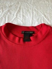Tulliano Men’s Large Red Ribbed Mock Neck Short Sleeve Stretch T-Shirt