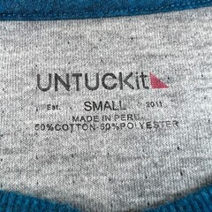 UNTUCKit Grassi Henley Shirt Mens Small Teal Blue Long Sleeve Cotton Blend