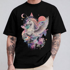 Pegasus Unicorn Shirt, Fantasy Horse T-Shirt, Rainbow Galaxy Graphic Tee
