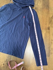 EUC Polo ralph lauren long sleeve hooded tshirt blue cotton size S