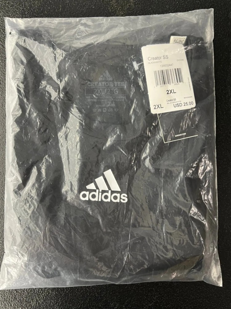 Adidas Creator SS T Shirt Black White 2XL Short Sleeve Cotton Gym Wear