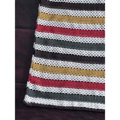 Mens Colorful Striped Crochet Open Knit Mesh short sleeve t Shirt Size XL