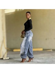 new Ethnic Print Wide Leg Jeans – Asymmetric High Waist Denim
