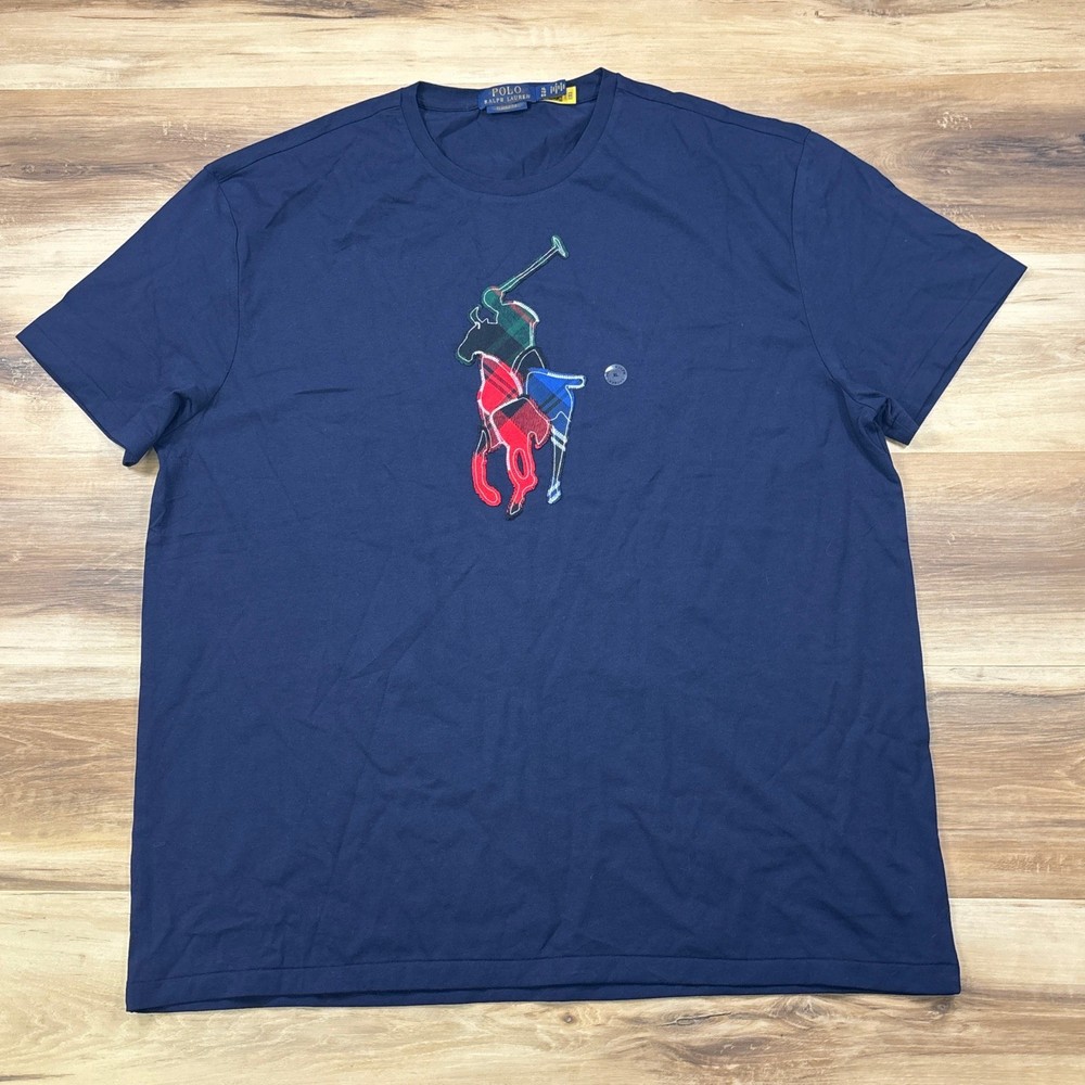 Polo Ralph Lauren T-Shirt Mens XL Big Pony Cotton Classic Fit Navy Blue Preppy
