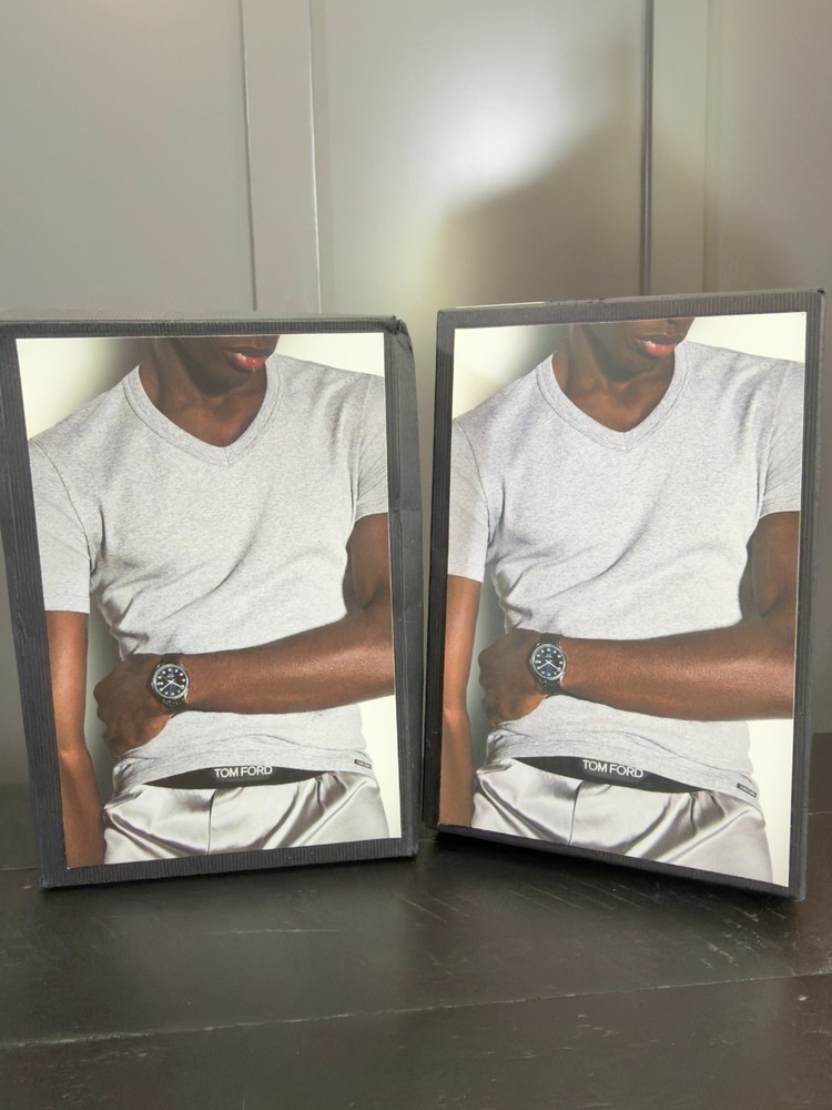 Tom Ford Men’s V-Neck Tee Set White + Black Size Medium NWT $260 MSRP
