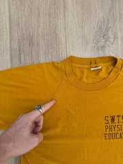 vintage 70s Champion Physical Education Tee M USA Single Stitch SWTSU Texas Uni