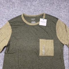 Arizona T-Shirt Mens M Green Long Sleeve Pocket Crew Neck Polycotton New