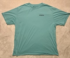 Patagonia P-6 Logo T Shirt Mens XL Blue Turquoise Graphic Tee
