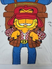 Vintage 1991 Garfield Odie Camping Shirt OSFA Single Stitch Jumbo Print Tee