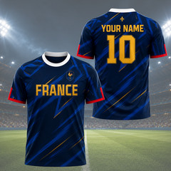Mens France Soccer Jersey Personalized Name Number French Football Shirt (S-5XL)