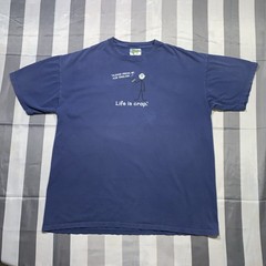 Vintage Y2K Life Is Crap Parody Joke Humor Shirt Size XL Blue