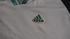 Adidas Shirt Mens Medium Gray Colorblock V Neck Raglan Striped Collar Tee
