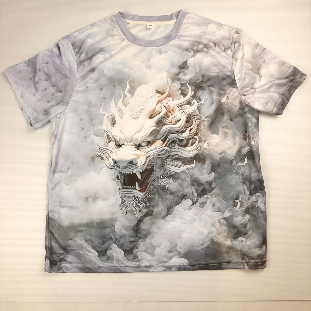 Fantasy Lion Dragon Smoke Print T-Shirt Men’s Size XL