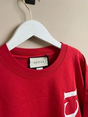 Gucci Oversized Vertical Logo Tee in Red BNWT S