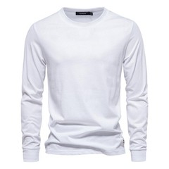 Solid Color Cotton T Shirt Men Casual O-neck Long Sleeved Mens Tshirts