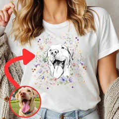 Personalized Pet Portrait Comfort Tee Custom Dog Cat Lover Gift Shirt