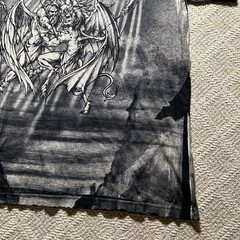 Rare Vtg Affliction Puppet Master God Vs Devil Demon Shirt 2XL Y2K AOP