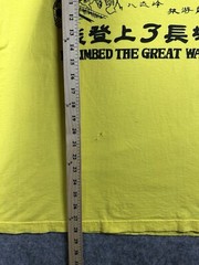 I CLIMBED THE GREAT WALL Men 2XL (US LARGE) Yellow Cotton Souvenir T-Shirt